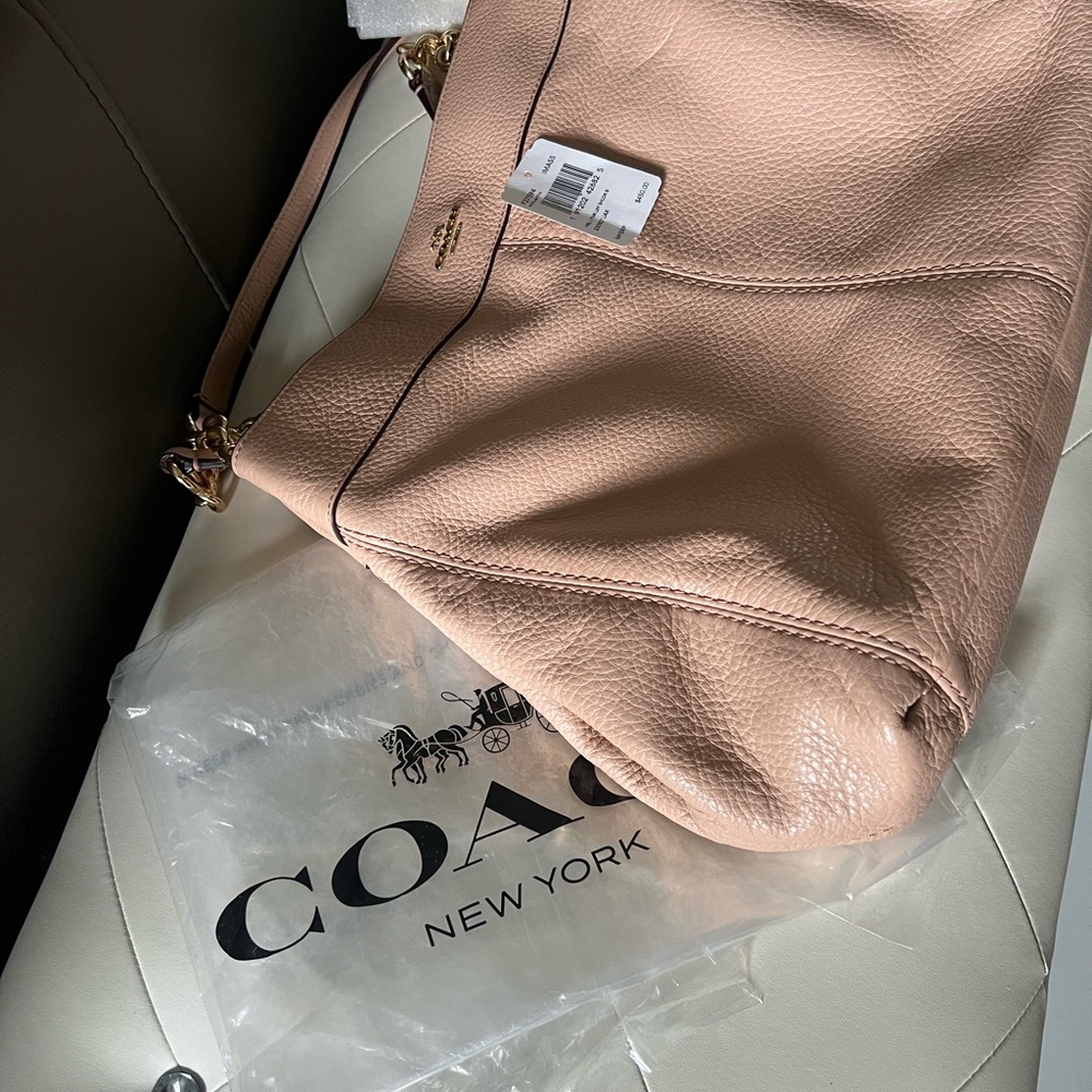 Coach Tan and Gold Shoulder Bag with Signature Design - Picture 15 of 16